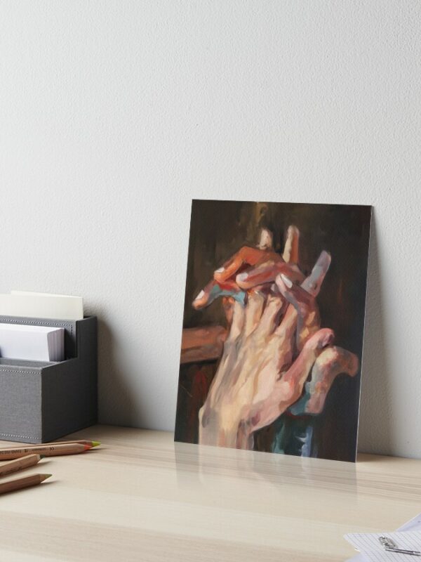 Expressive Hand Painting with Earthy Tones and Bold Brush Strokes Art Board Print